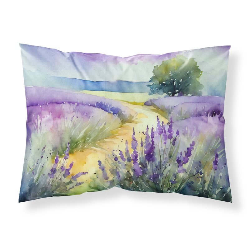 Lavender in Watercolor Fabric Standard Pillowcase  Artistic Decorative Front, White Back