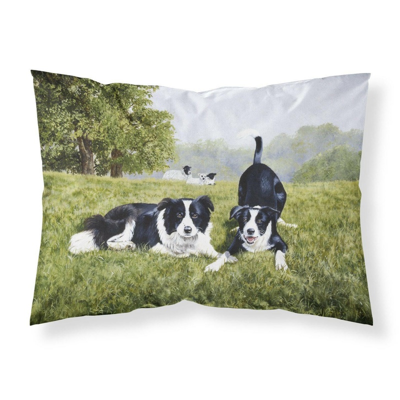 Let's Play Border Collie Fabric Standard Pillowcase  Artistic Decorative Front, White Back FRF0014PILLOWCASE