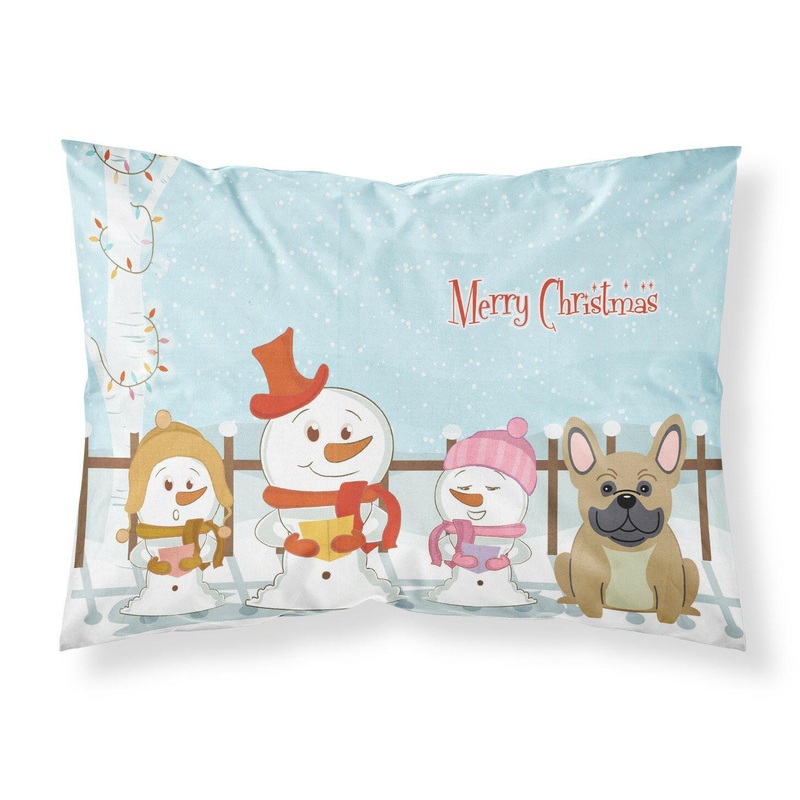 Merry Christmas Carolers French Bulldog Cream Fabric Standard Pillowcase  Artistic Decorative Front, White Back BB2341PILLOWCASE