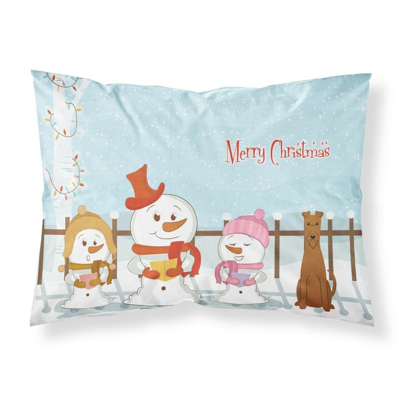 Merry Christmas Carolers Irish Terrier Fabric Standard Pillowcase  Artistic Decorative Front, White Back BB2393PILLOWCASE