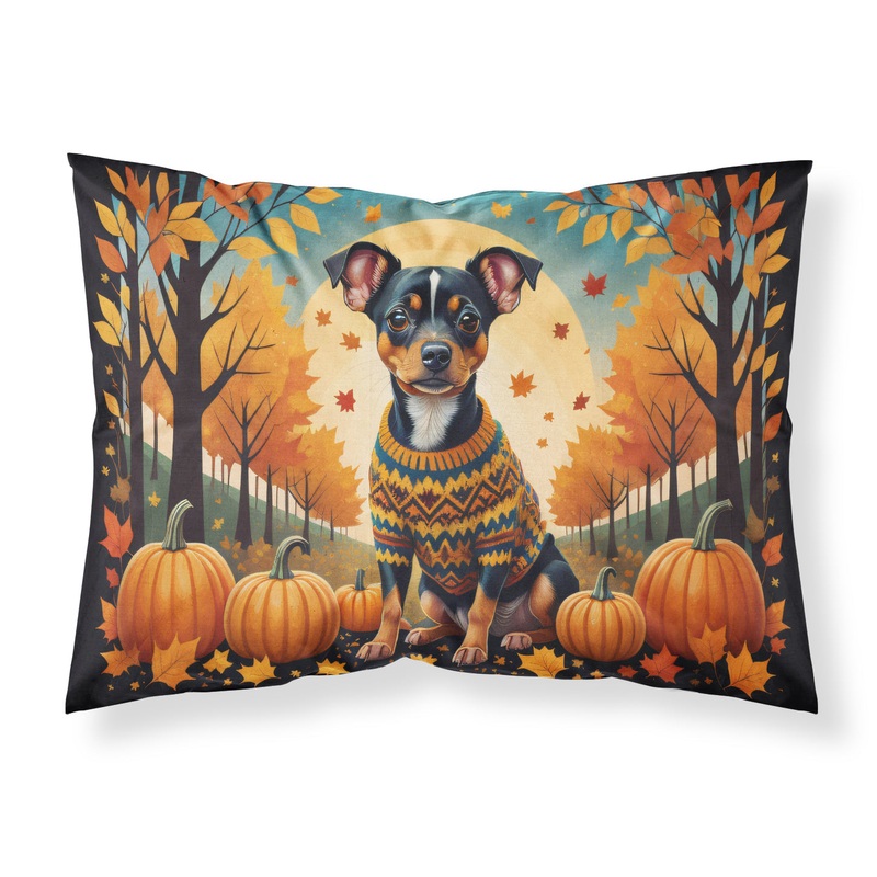 Miniature Pinscher Fall Fabric Standard Pillowcase  Artistic Decorative Front, White Back
