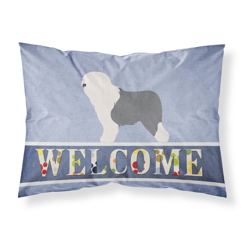 Old English Sheepdog Bobtail Fabric Standard Pillowcase  Artistic Decorative Front, White Back BB8294PILLOWCASE
