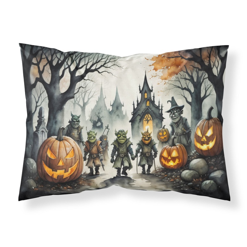Orcs Spooky Halloween Fabric Standard Pillowcase  Artistic Decorative Front, White Back