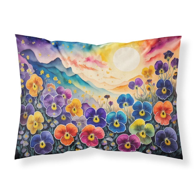 Pansies in Color Fabric Standard Pillowcase  Artistic Decorative Front, White Back