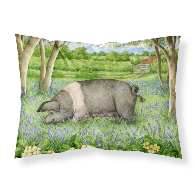Pig In Bluebells by Debbie Cook Fabric Standard Pillowcase  Artistic Decorative Front, White Back CDCO0377PILLOWCASE