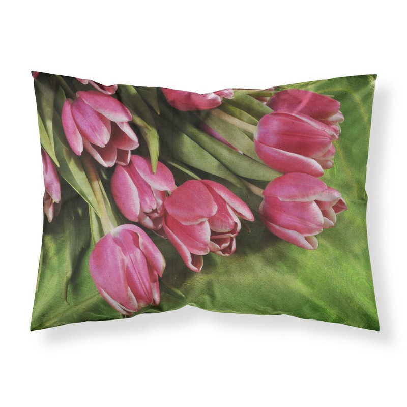 Pink Tulips Fabric Standard Pillowcase  Artistic Decorative Front, White Back APH5048PILLOWCASE