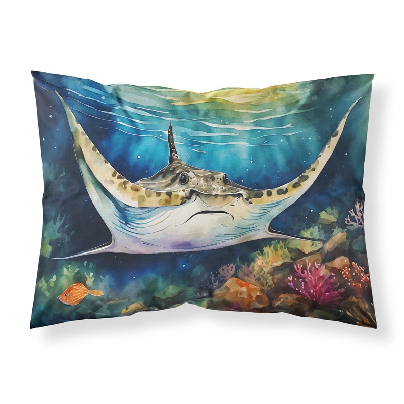 Sting Ray Standard Pillowcase  Artistic Decorative Front, White Back