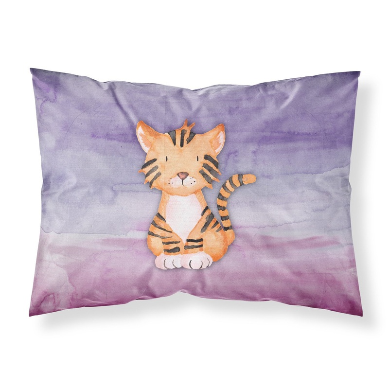Tiger Cub Watercolor Fabric Standard Pillowcase  Artistic Decorative Front, White Back BB7444PILLOWCASE