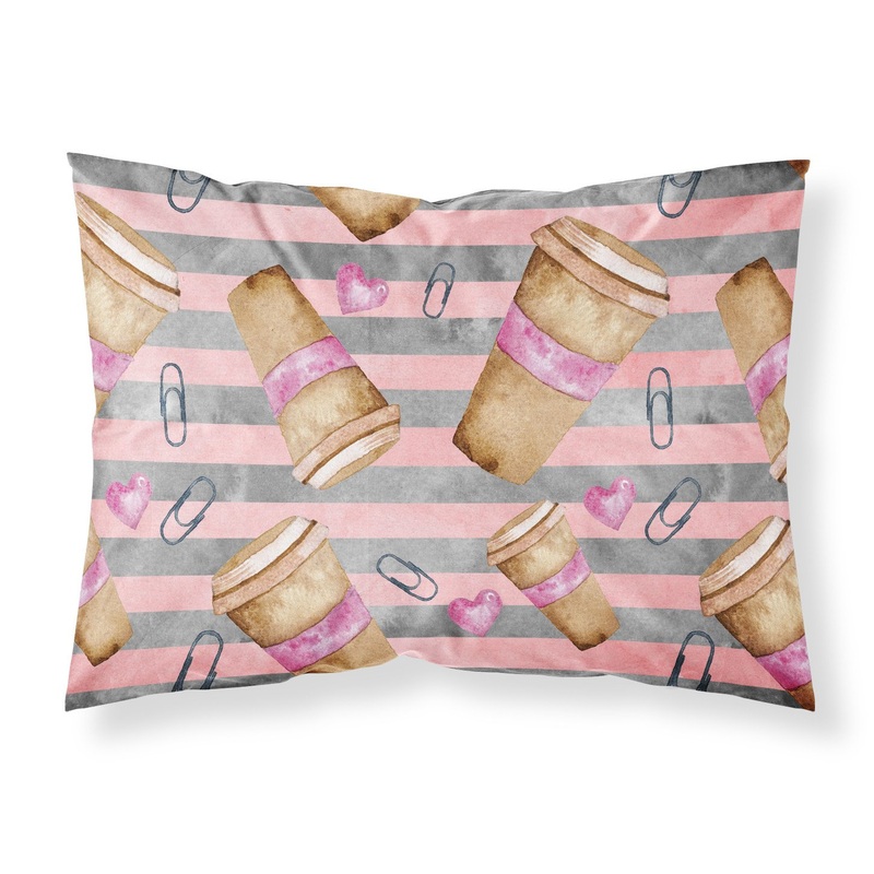 Watercolor Coffee and Paper Clips Fabric Standard Pillowcase  Artistic Decorative Front, White Back BB7538PILLOWCASE