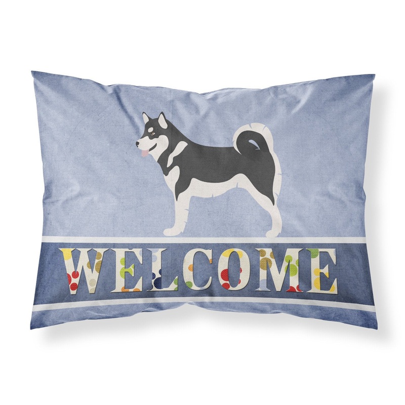 Alaskan Malamute Welcome Fabric Standard Pillowcase  Artistic Decorative Front, White Back BB8324PILLOWCASE