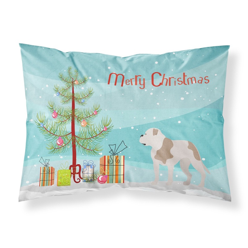 American Bulldog Christmas Fabric Standard Pillowcase  Artistic Decorative Front, White Back BB8510PILLOWCASE