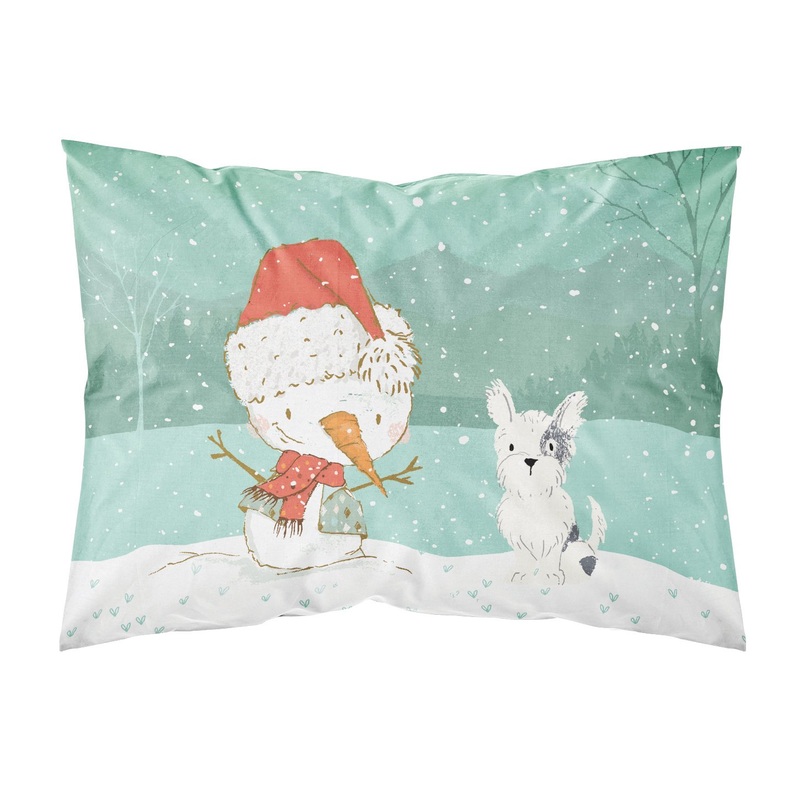 Black and White Terrier Snowman Christmas  Standard Pillowcase  Artistic Decorative Front, White Back CK2095PILLOWCASE