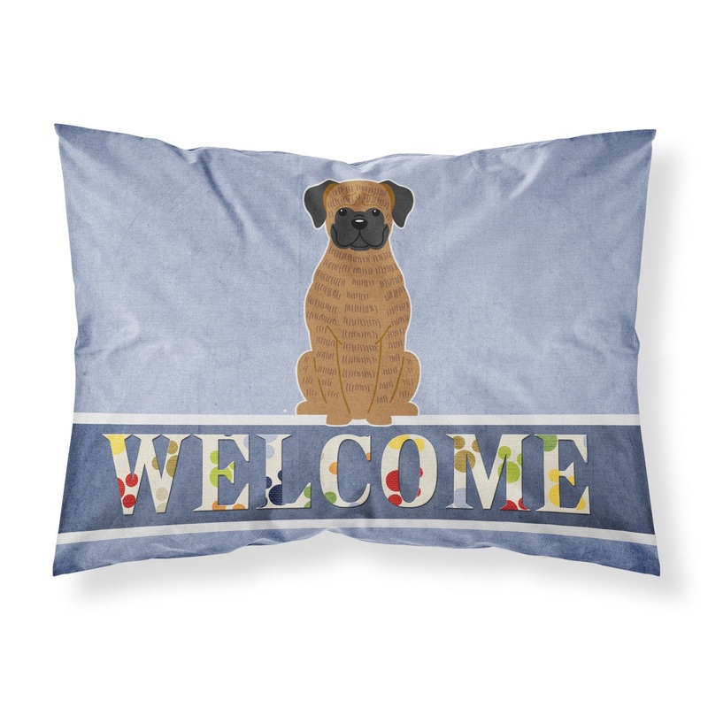 Brindle Boxer Welcome Fabric Standard Pillowcase  Artistic Decorative Front, White Back BB5698PILLOWCASE