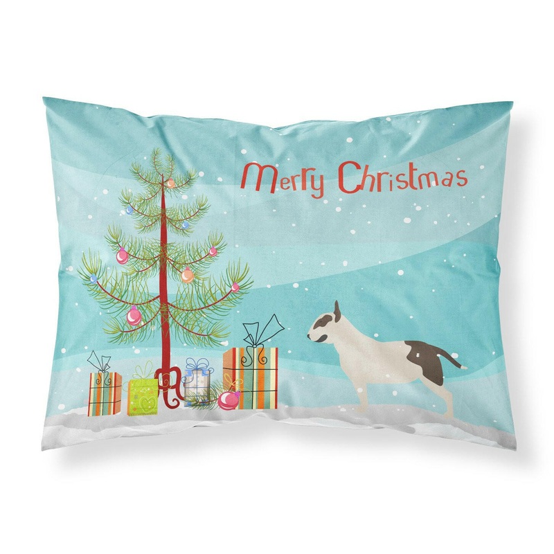 Bull Terrier Merry Christmas Tree Fabric Standard Pillowcase  Artistic Decorative Front, White Back BB2996PILLOWCASE