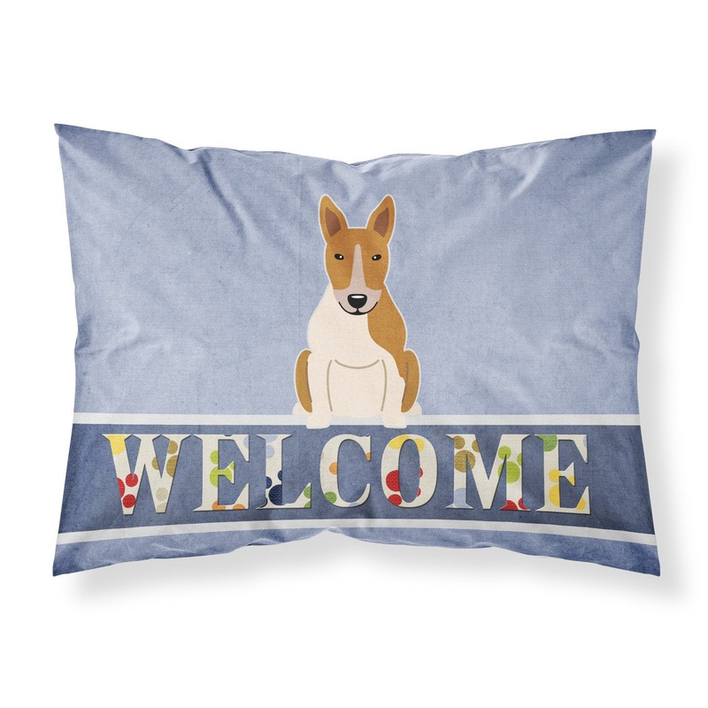 Bull Terrier Red White Welcome Fabric Standard Pillowcase  Artistic Decorative Front, White Back BB5716PILLOWCASE