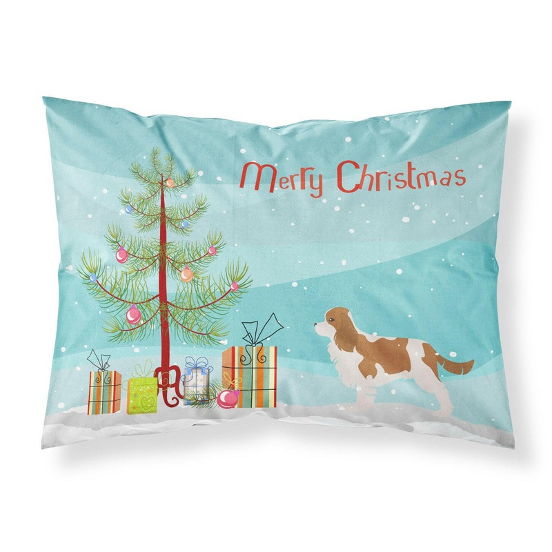 Cavalier King Charles Spaniel Merry Christmas Tree Fabric Standard Pillowcase  Artistic Decorative Front, White Back BB2967PILLOWCASE