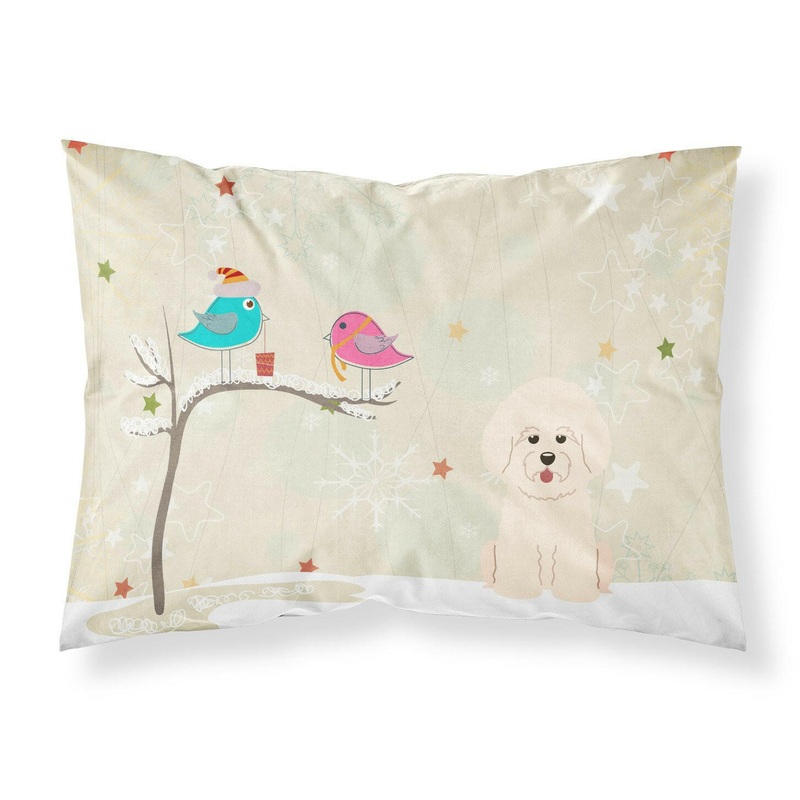 Christmas Presents between Friends Bichon Frise Fabric Standard Pillowcase  Artistic Decorative Front, White Back BB2547PILLOWCASE