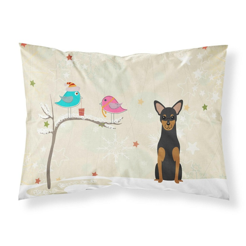 Christmas Presents between Friends Manchester Terrier Fabric Standard Pillowcase  Artistic Decorative Front, White Back BB2500PILLOWCASE
