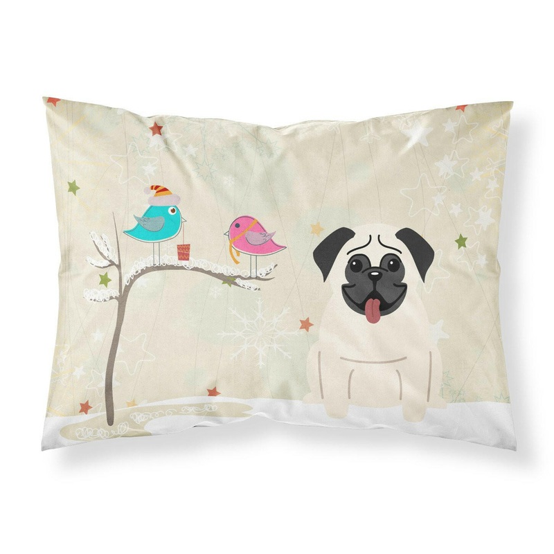 Christmas Presents between Friends Pug Cream Fabric Standard Pillowcase  Artistic Decorative Front, White Back BB2476PILLOWCASE
