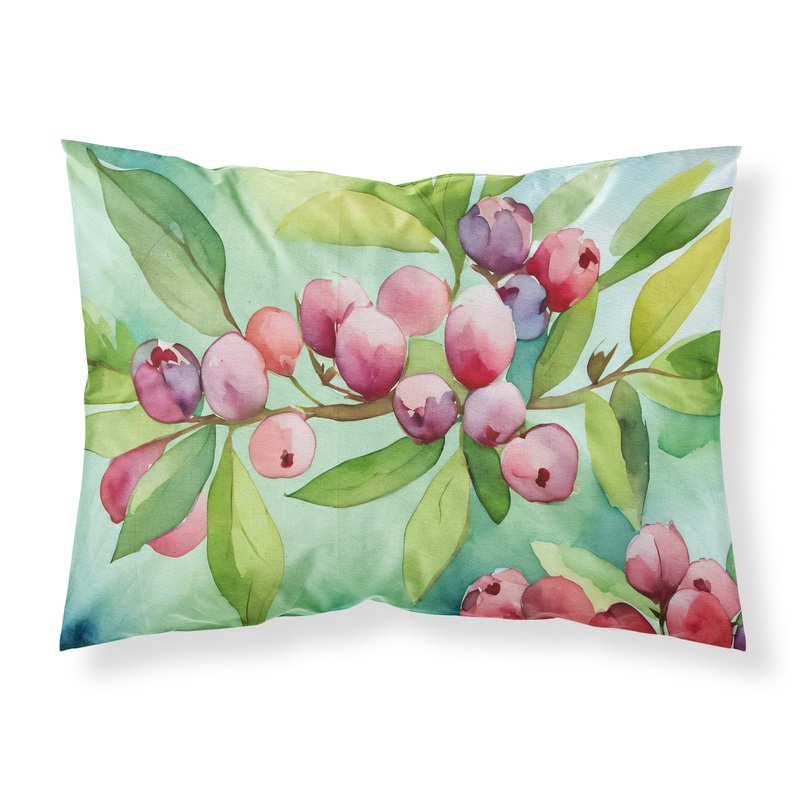 Connecticut Mountain Laurels in Watercolor Fabric Standard Pillowcase  Artistic Decorative Front, White Back
