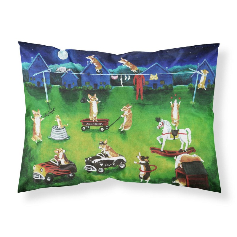 Corgi Backyard Circus Fabric Standard Pillowcase  Artistic Decorative Front, White Back 7403PILLOWCASE