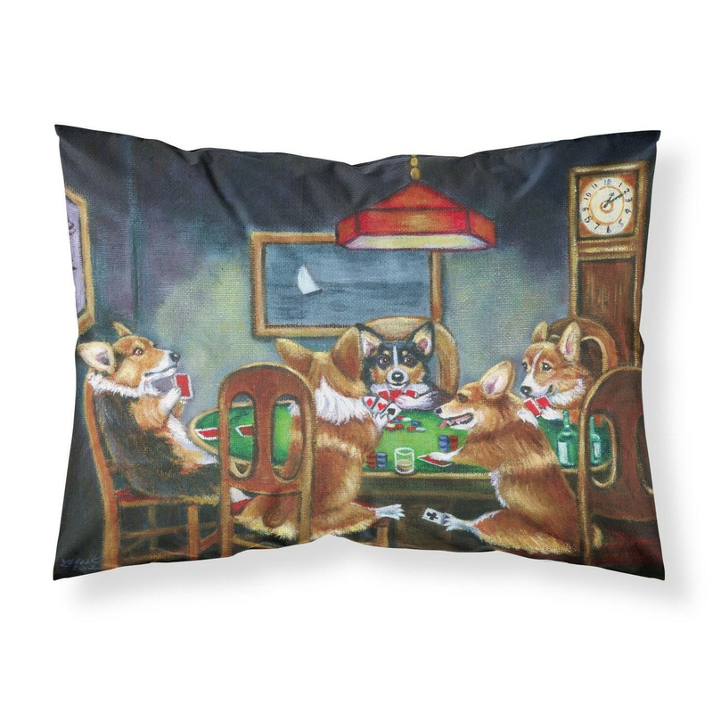 Corgi Playing Poker Fabric Standard Pillowcase  Artistic Decorative Front, White Back 7416PILLOWCASE