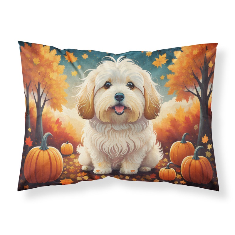 Coton De Tulear Fall Fabric Standard Pillowcase  Artistic Decorative Front, White Back