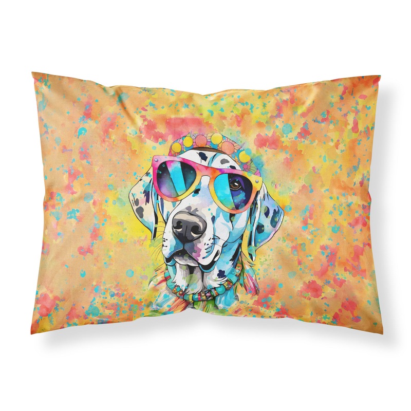 Dalmatian Hippie Dawg Standard Pillowcase  Artistic Decorative Front, White Back