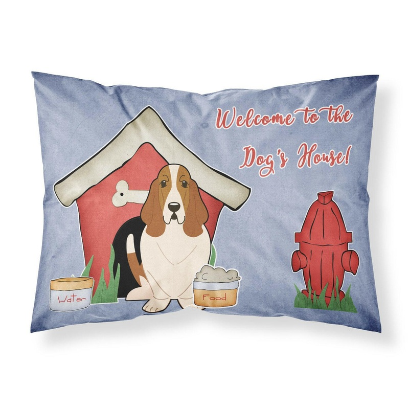 Dog House Collection Basset Hound Fabric Standard Pillowcase  Artistic Decorative Front, White Back BB2775PILLOWCASE