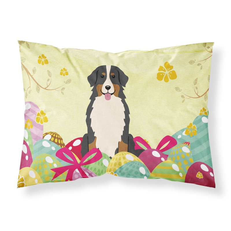 Easter Eggs Bernese Mountain Dog Fabric Standard Pillowcase  Artistic Decorative Front, White Back BB6036PILLOWCASE
