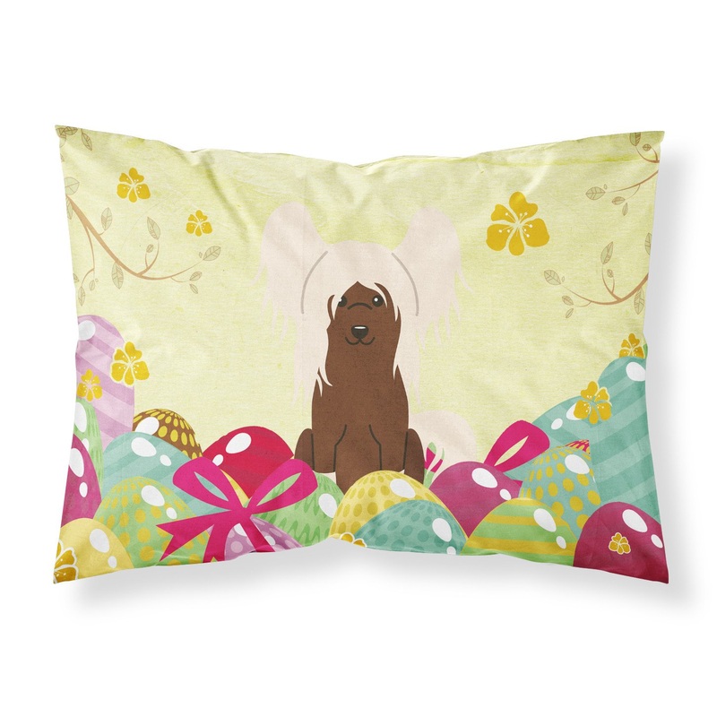 Easter Eggs Chinese Crested Cream Fabric Standard Pillowcase  Artistic Decorative Front, White Back BB6113PILLOWCASE