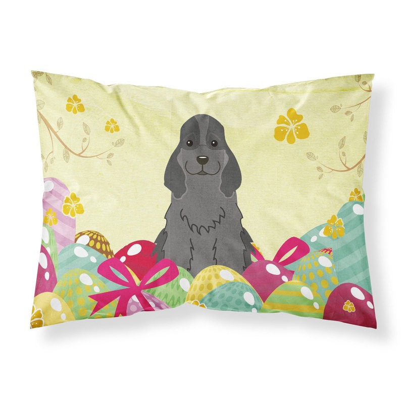 Easter Eggs Cocker Spaniel Black Fabric Standard Pillowcase  Artistic Decorative Front, White Back BB6092PILLOWCASE