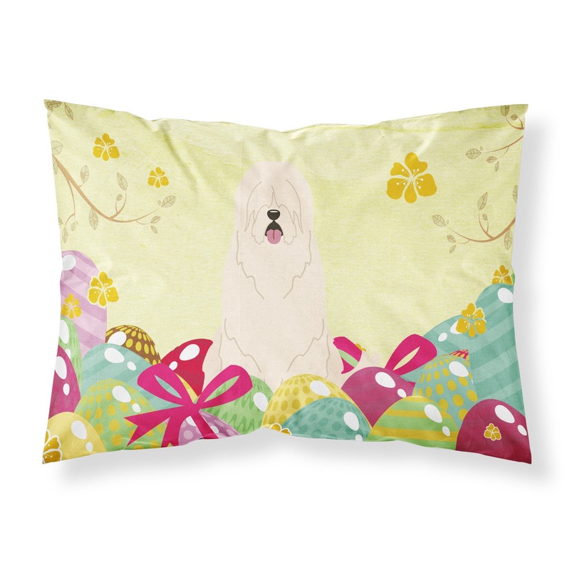 Easter Eggs South Russian Sheepdog Fabric Standard Pillowcase  Artistic Decorative Front, White Back BB6024PILLOWCASE
