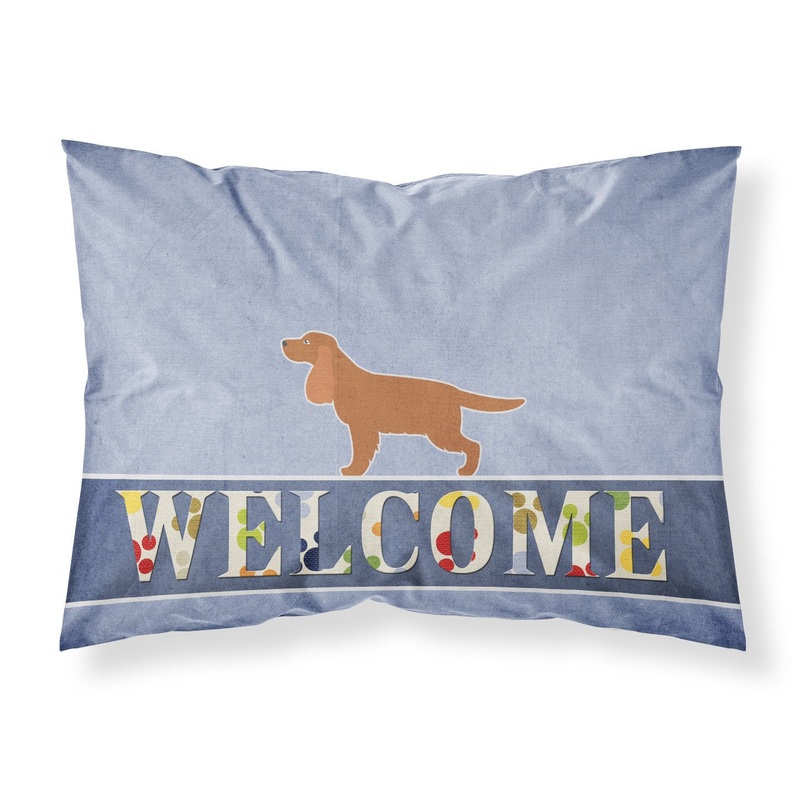 English Cocker Spaniel Welcome Fabric Standard Pillowcase  Artistic Decorative Front, White Back BB5516PILLOWCASE