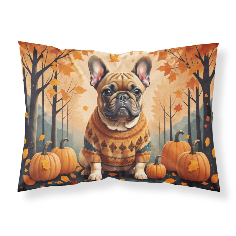 Fawn French Bulldog Fall Fabric Standard Pillowcase  Artistic Decorative Front, White Back