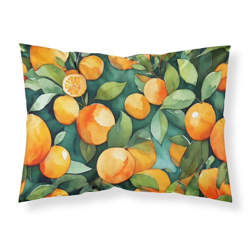 Florida Orange Blossom in Watercolor Fabric Standard Pillowcase  Artistic Decorative Front, White Back