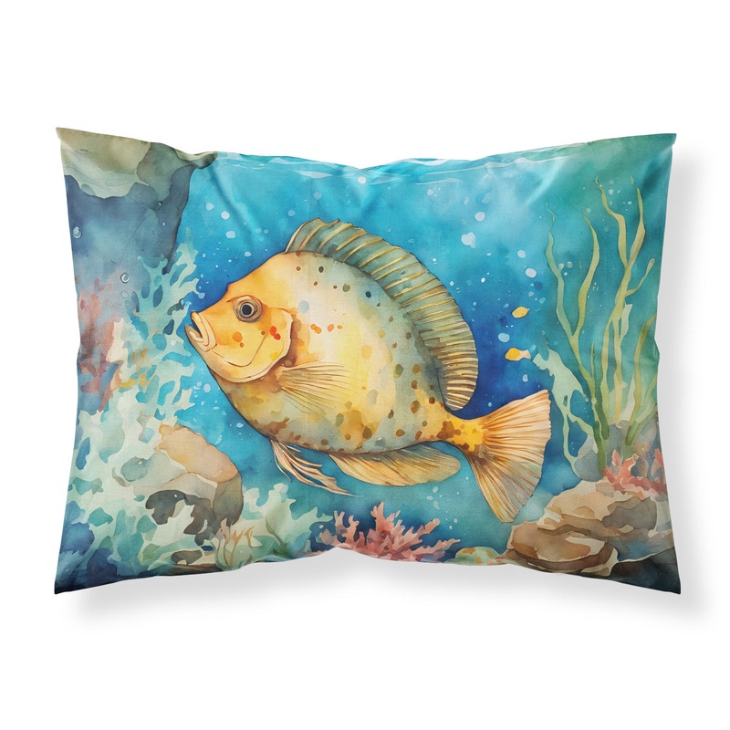 Flounder Standard Pillowcase  Artistic Decorative Front, White Back