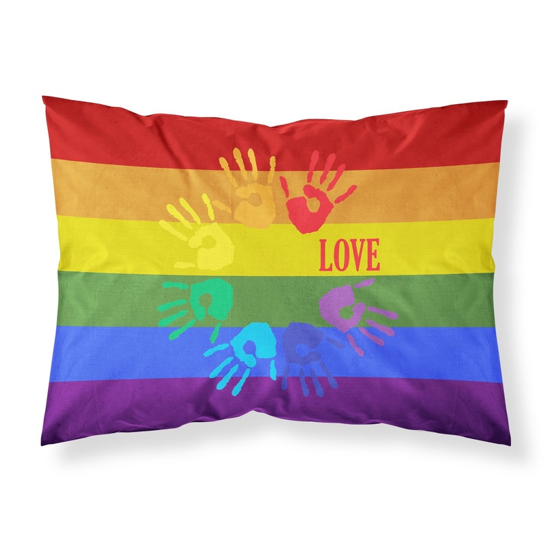 Gay Pride Love Hands Fabric Standard Pillowcase  Artistic Decorative Front, White Back