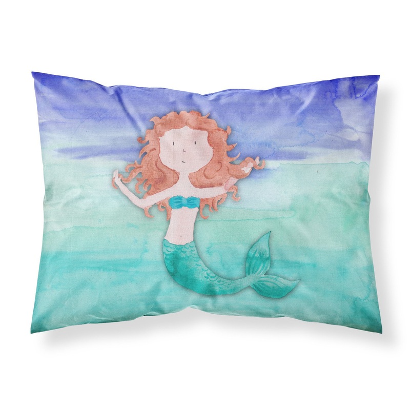 Ginger Mermaid Watercolor Fabric Standard Pillowcase  Artistic Decorative Front, White Back BB7421PILLOWCASE