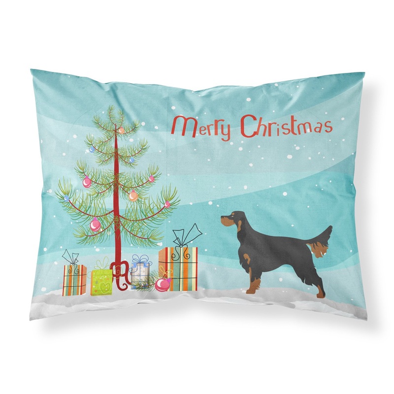 Gordon Setter Christmas Fabric Standard Pillowcase  Artistic Decorative Front, White Back BB8436PILLOWCASE