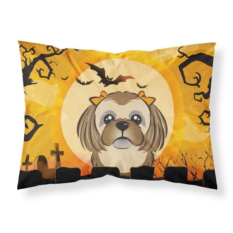 Halloween Chocolate Brown Shih Tzu Fabric Standard Pillowcase  Artistic Decorative Front, White Back BB1807PILLOWCASE