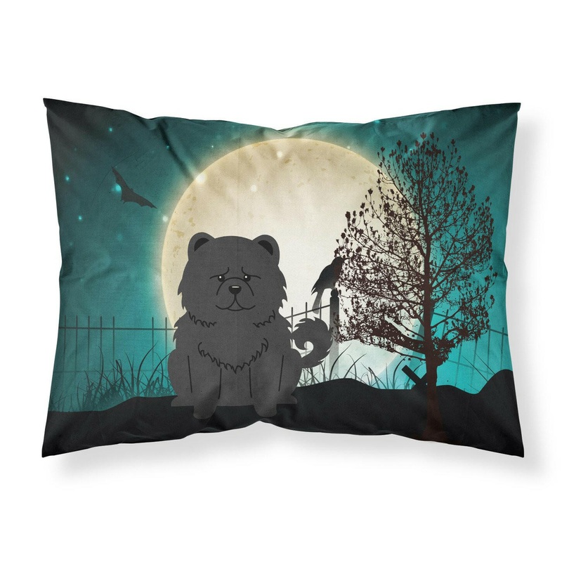 Halloween Scary Chow Chow Black Fabric Standard Pillowcase  Artistic Decorative Front, White Back BB2333PILLOWCASE