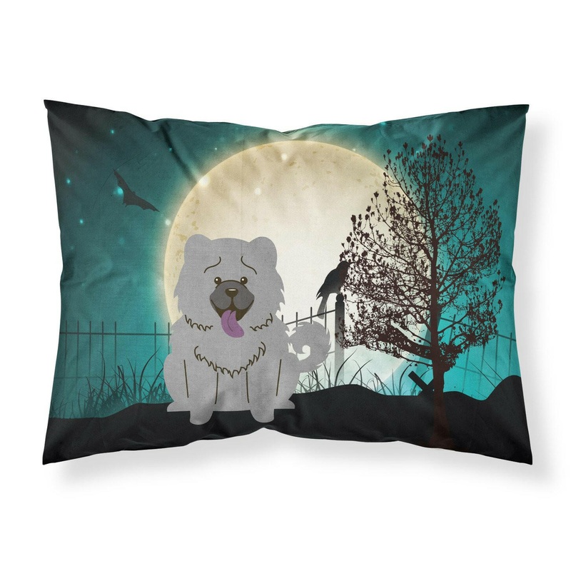 Halloween Scary Chow Chow Blue Fabric Standard Pillowcase  Artistic Decorative Front, White Back BB2329PILLOWCASE