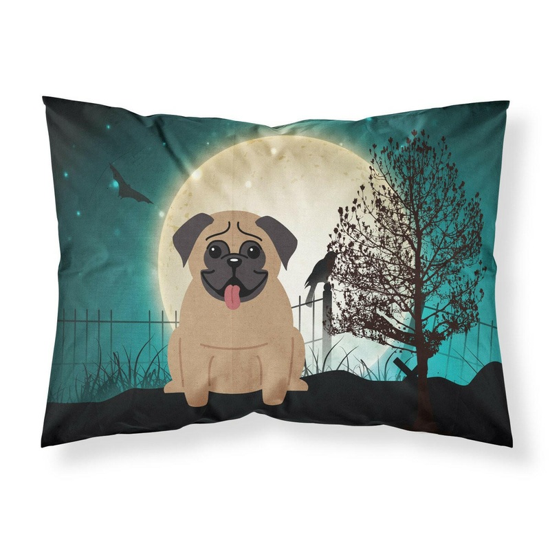 Halloween Scary Pug Brown Fabric Standard Pillowcase  Artistic Decorative Front, White Back BB2195PILLOWCASE