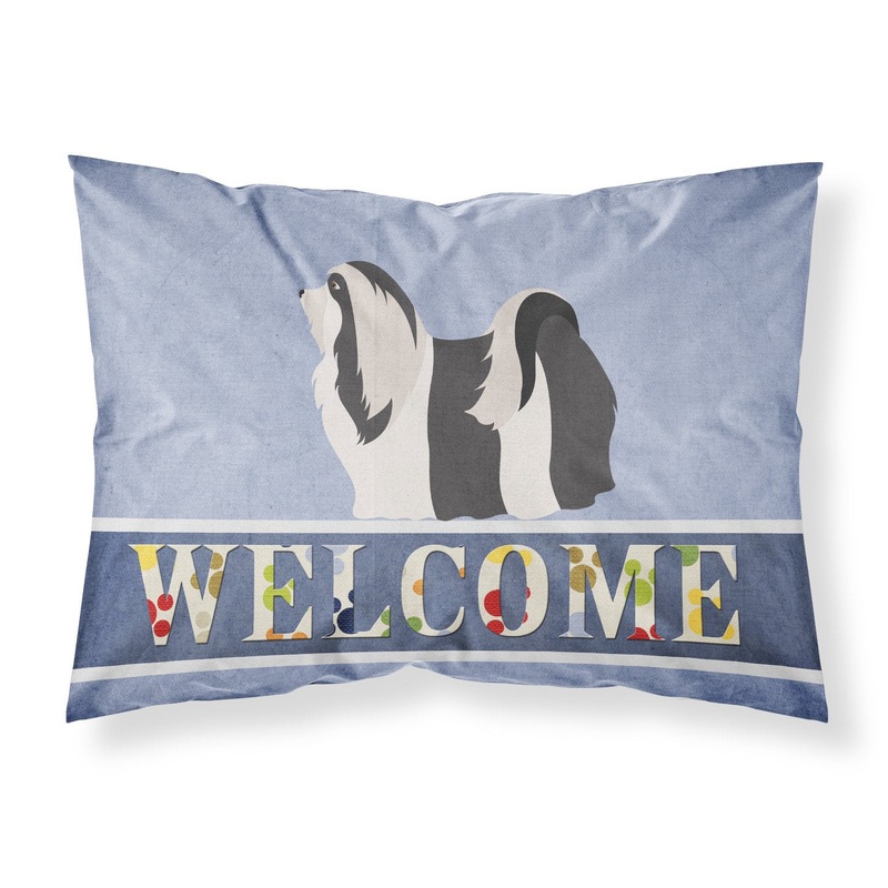 Havanese Welcome Fabric Standard Pillowcase  Artistic Decorative Front, White Back BB8314PILLOWCASE