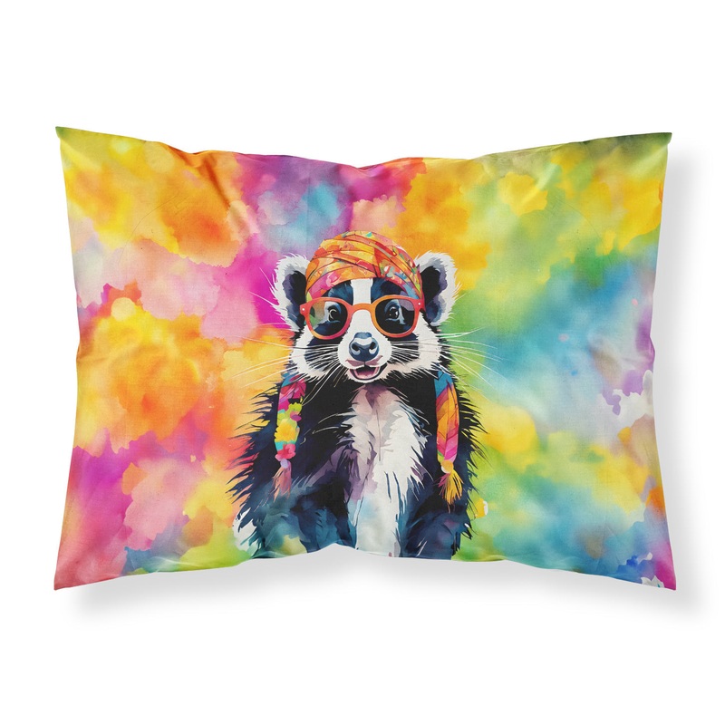 Hippie Animal Skunk Standard Pillowcase  Artistic Decorative Front, White Back