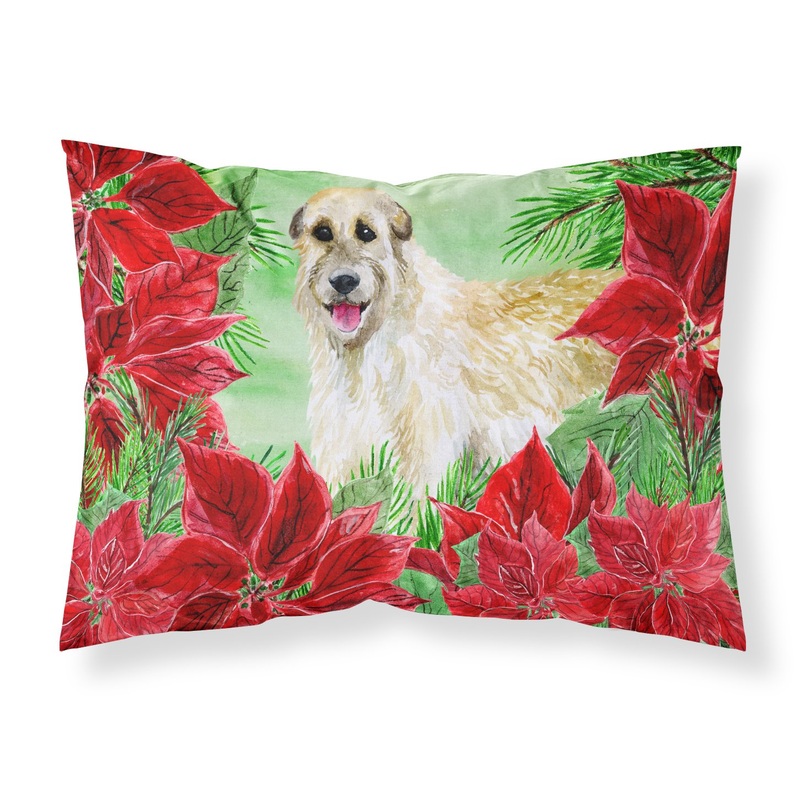 Irish Wolfhound Poinsettas  Standard Pillowcase  Artistic Decorative Front, White Back CK1318PILLOWCASE