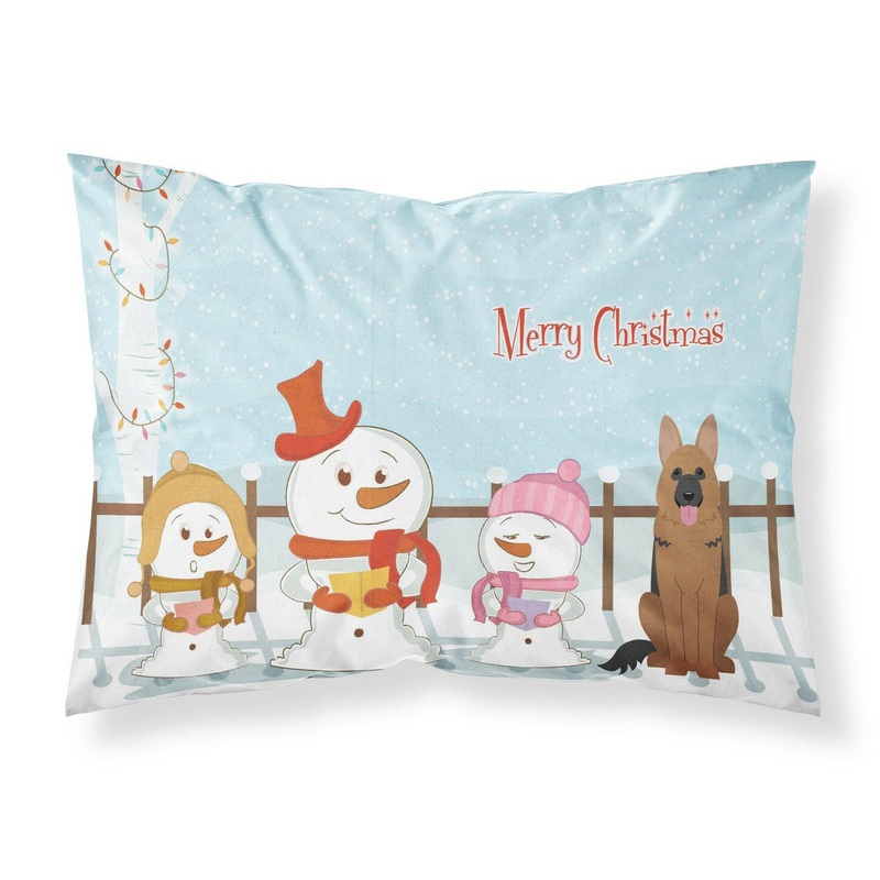 Merry Christmas Carolers German Shepherd Fabric Standard Pillowcase  Artistic Decorative Front, White Back BB2398PILLOWCASE