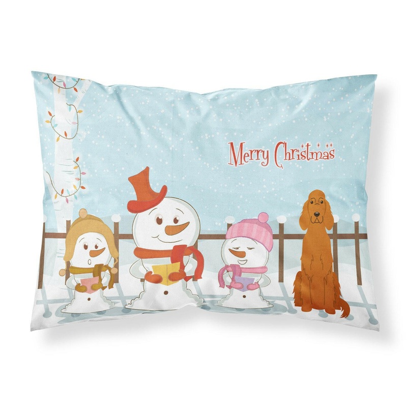 Merry Christmas Carolers Irish Setter Fabric Standard Pillowcase  Artistic Decorative Front, White Back BB2395PILLOWCASE