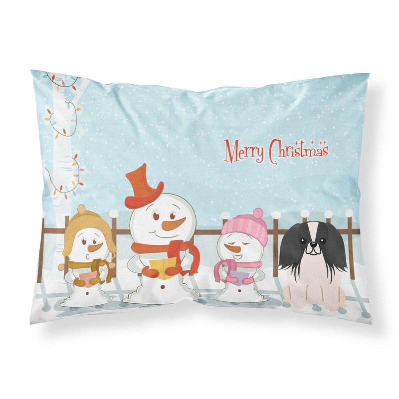 Merry Christmas Carolers Pekingnese Black White Fabric Standard Pillowcase  Artistic Decorative Front, White Back BB2436PILLOWCASE